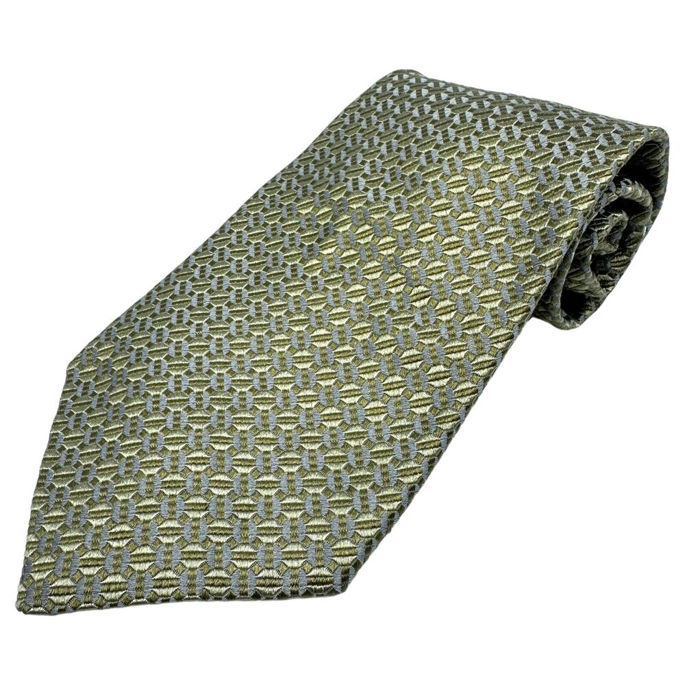 Stafford Executive Men's Silk Geometric Honeycomb Woven Necktie Green‎ 58"